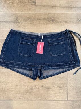 Edikted Denim Tie-Side Women’s Shorts - Dark Blue